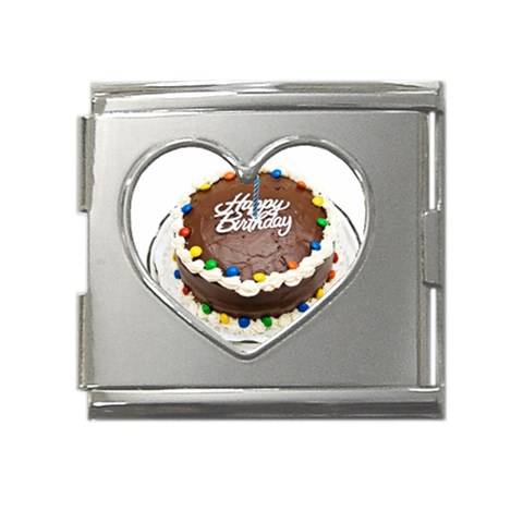 Birthday Cake Mega Link Heart Italian Charm (18mm) from UrbanLoad.com Front