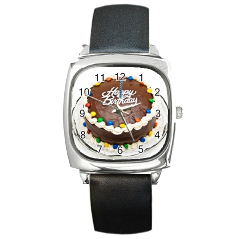 Birthday Cake Square Metal Watch from UrbanLoad.com Front