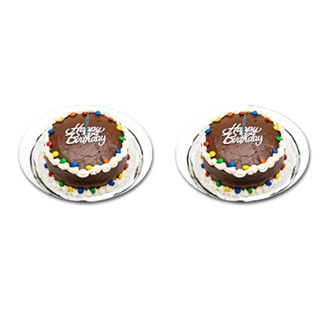 Birthday Cake Cufflinks (Oval) from UrbanLoad.com Front(Pair)