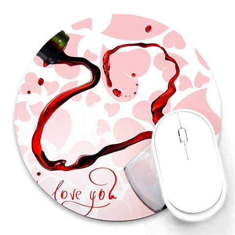 Wine Love Round Mousepad from UrbanLoad.com Front
