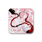 Wine Love Rubber Square Coaster (4 pack)