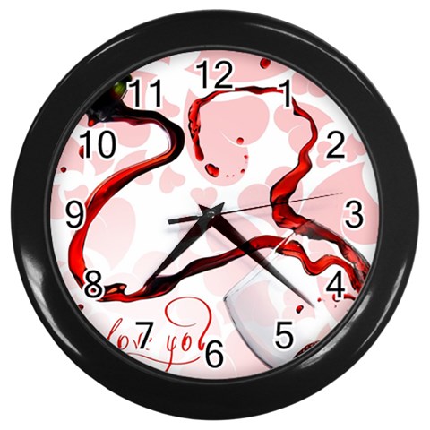 Wine Love Wall Clock (Black) from UrbanLoad.com Front