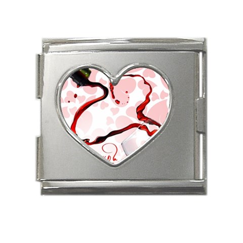 Wine Love Mega Link Heart Italian Charm (18mm) from UrbanLoad.com Front