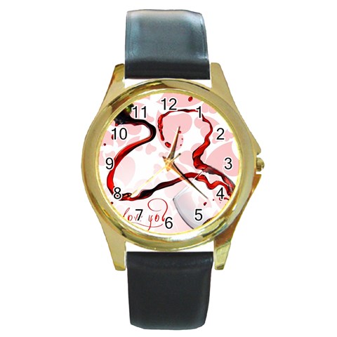 Wine Love Round Gold Metal Watch from UrbanLoad.com Front