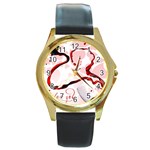 Wine Love Round Gold Metal Watch