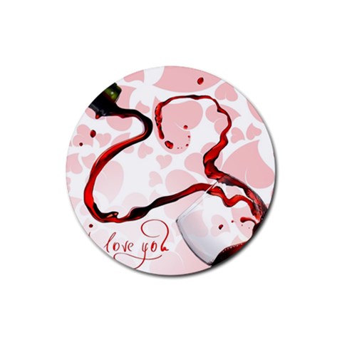 Wine Love Rubber Coaster (Round) from UrbanLoad.com Front