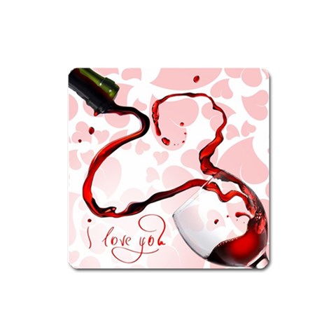 Wine Love Magnet (Square) from UrbanLoad.com Front
