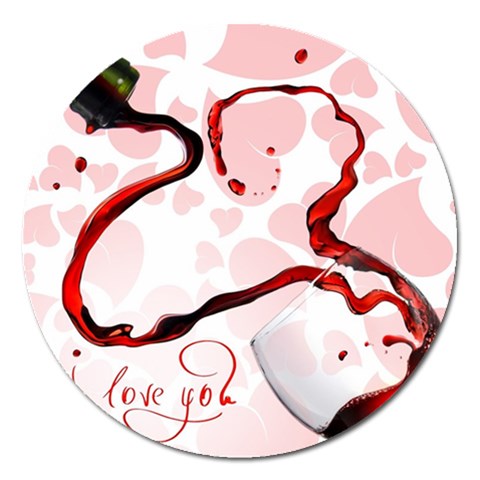 Wine Love Magnet 5  (Round) from UrbanLoad.com Front
