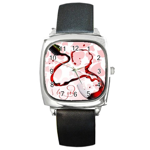 Wine Love Square Metal Watch from UrbanLoad.com Front