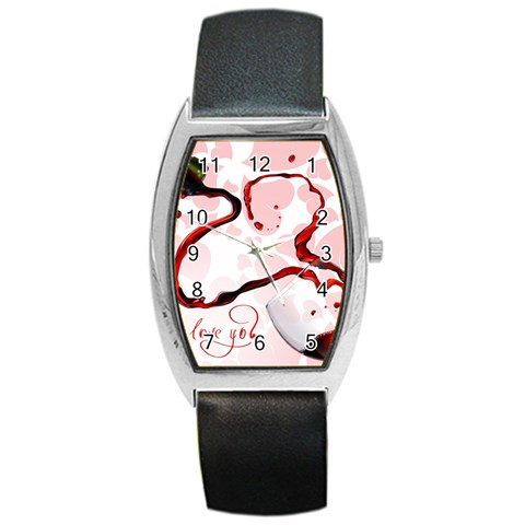 Wine Love Barrel Style Metal Watch from UrbanLoad.com Front