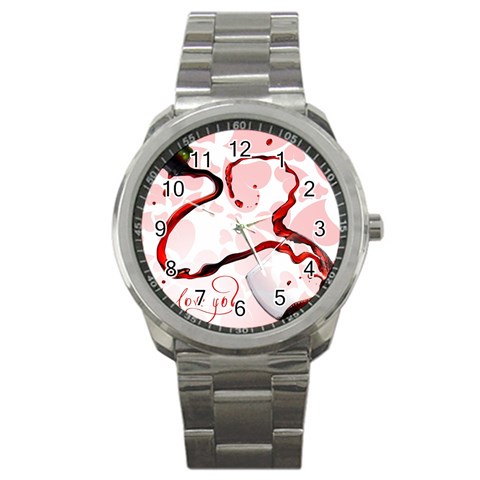 Wine Love Sport Metal Watch from UrbanLoad.com Front