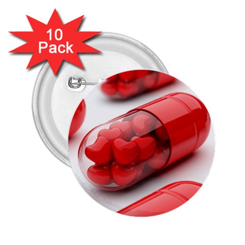 Heart Capsule 2.25  Button (10 pack) from UrbanLoad.com Front