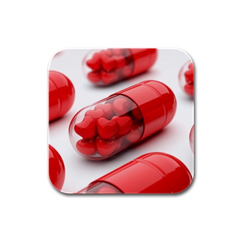 Heart Capsule Rubber Square Coaster (4 pack) from UrbanLoad.com Front