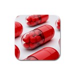 Heart Capsule Rubber Square Coaster (4 pack)