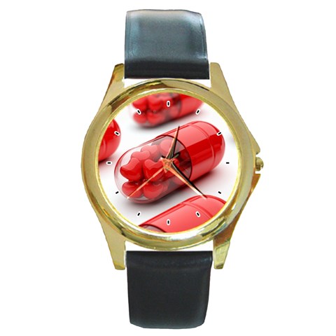 Heart Capsule Round Gold Metal Watch from UrbanLoad.com Front