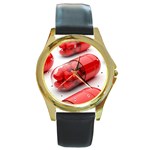 Heart Capsule Round Gold Metal Watch