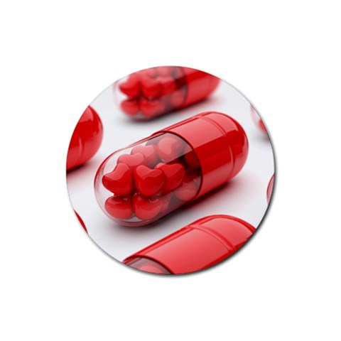 Heart Capsule Rubber Round Coaster (4 pack) from UrbanLoad.com Front