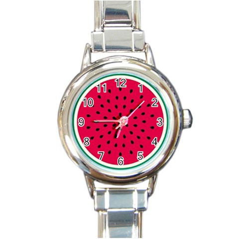 watermelon Round Italian Charm Watch from UrbanLoad.com Front