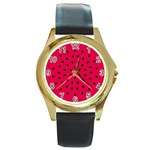 watermelon Round Gold Metal Watch