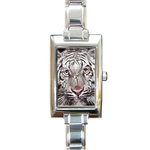 white tiger Rectangular Italian Charm Watch from UrbanLoad.com Front