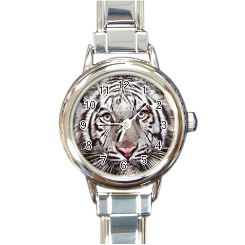 white tiger Round Italian Charm Watch from UrbanLoad.com Front