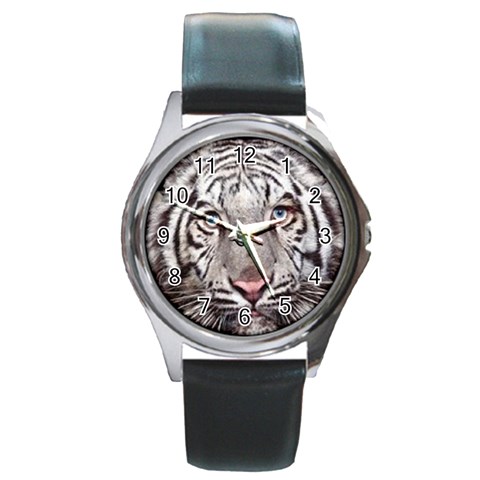 white tiger Round Metal Watch from UrbanLoad.com Front