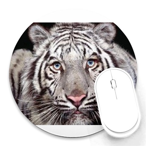 white tiger Round Mousepad from UrbanLoad.com Front