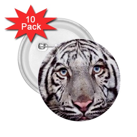 white tiger 2.25  Button (10 pack) from UrbanLoad.com Front