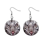 white tiger 1  Button Earrings