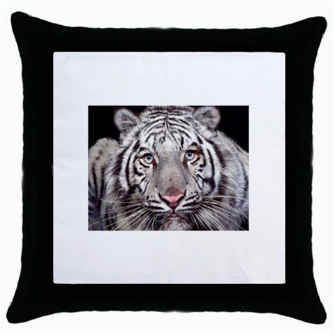 white tiger Throw Pillow Case (Black) from UrbanLoad.com Front