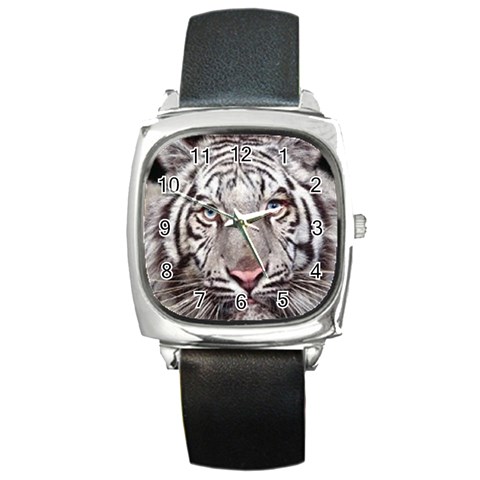 white tiger Square Metal Watch from UrbanLoad.com Front