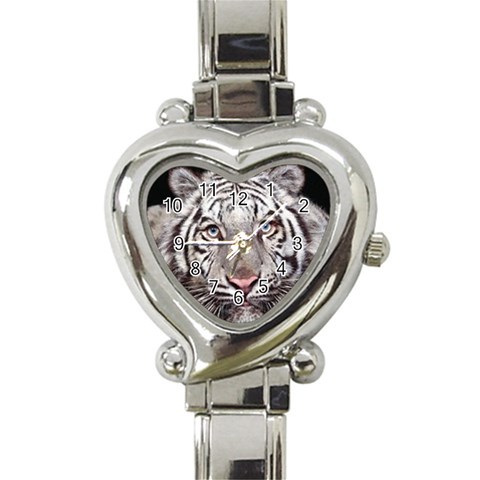 white tiger Heart Italian Charm Watch from UrbanLoad.com Front