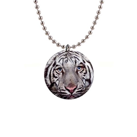 white tiger 1  Button Necklace from UrbanLoad.com Front