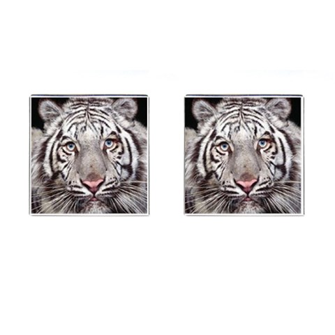 white tiger Cufflinks (Square) from UrbanLoad.com Front(Pair)