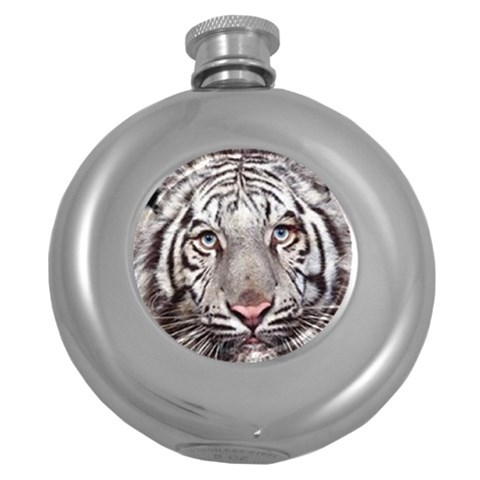 white tiger Hip Flask (5 oz) from UrbanLoad.com Front