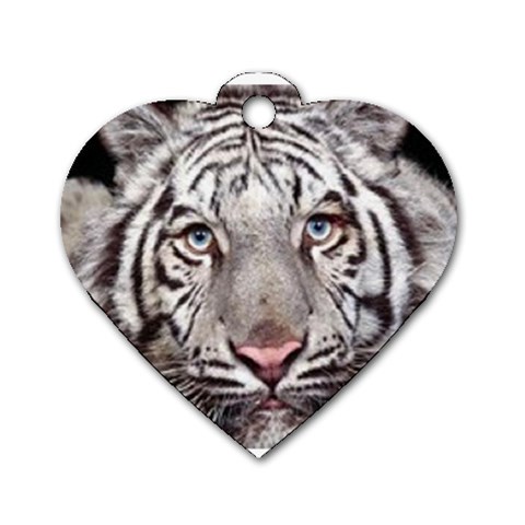white tiger Dog Tag Heart (One Side) from UrbanLoad.com Front