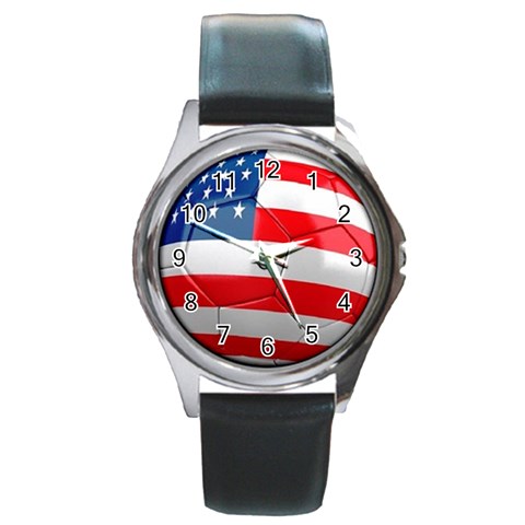 usa soccer Round Metal Watch from UrbanLoad.com Front