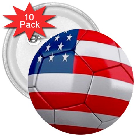 usa soccer 3  Button (10 pack) from UrbanLoad.com Front