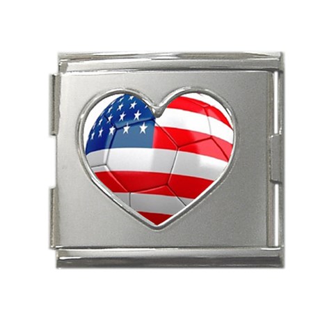 usa soccer Mega Link Heart Italian Charm (18mm) from UrbanLoad.com Front