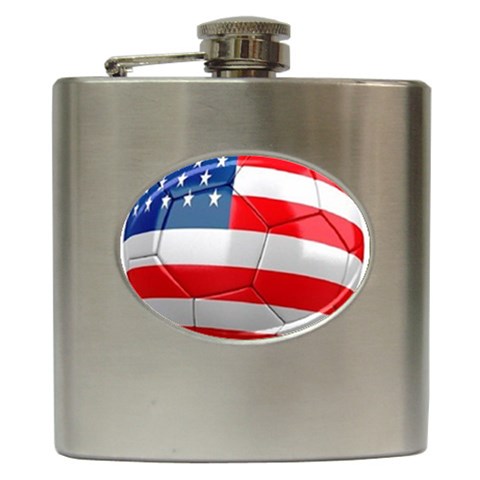 usa soccer Hip Flask (6 oz) from UrbanLoad.com Front