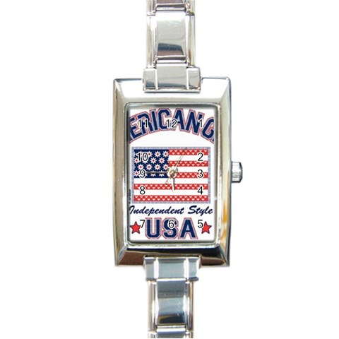 usa 2 Rectangular Italian Charm Watch from UrbanLoad.com Front