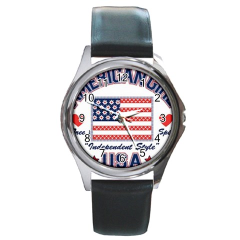 usa 2 Round Metal Watch from UrbanLoad.com Front