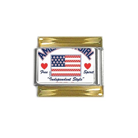 usa 2 Gold Trim Italian Charm (9mm) from UrbanLoad.com Front