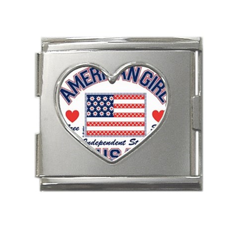 usa 2 Mega Link Heart Italian Charm (18mm) from UrbanLoad.com Front