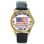 usa 2 Round Gold Metal Watch