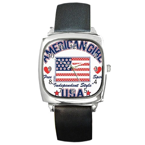 usa 2 Square Metal Watch from UrbanLoad.com Front