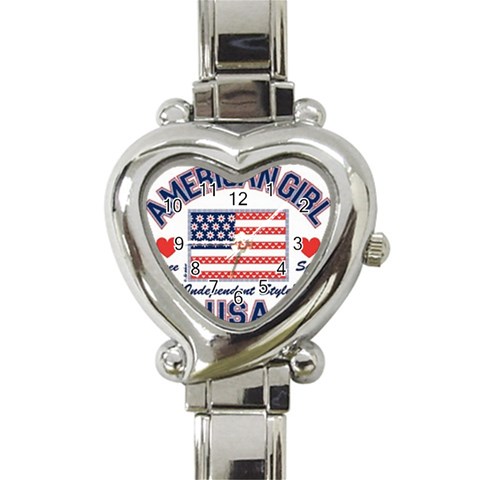 usa 2 Heart Italian Charm Watch from UrbanLoad.com Front