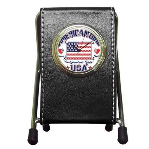 usa 2 Pen Holder Desk Clock from UrbanLoad.com Front