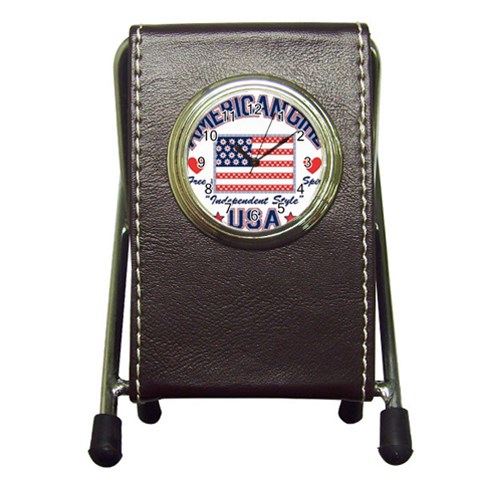 usa 2 Pen Holder Desk Clock from UrbanLoad.com Front