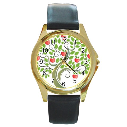 tree Round Gold Metal Watch from UrbanLoad.com Front